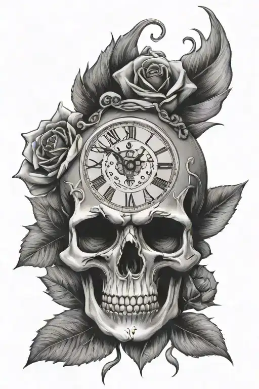 Skull Rose Time Piece