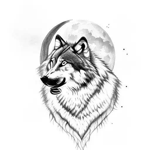 Wolf And Moon