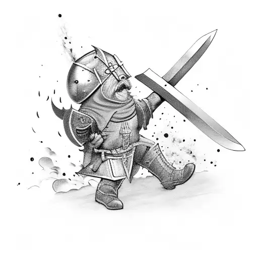 Norse Blacksmith Who Is Forging A Sword With Sparks Flying From The Hammer Strike