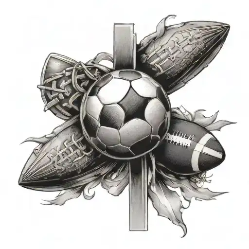 Occitan Cross With Football And Rugby