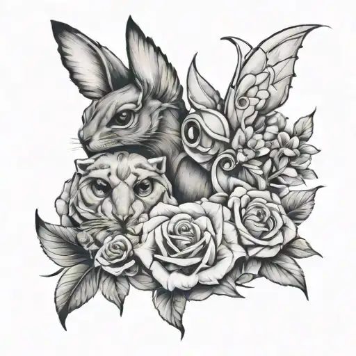 3 Closed Friend Matching Tattoo Design Featuring