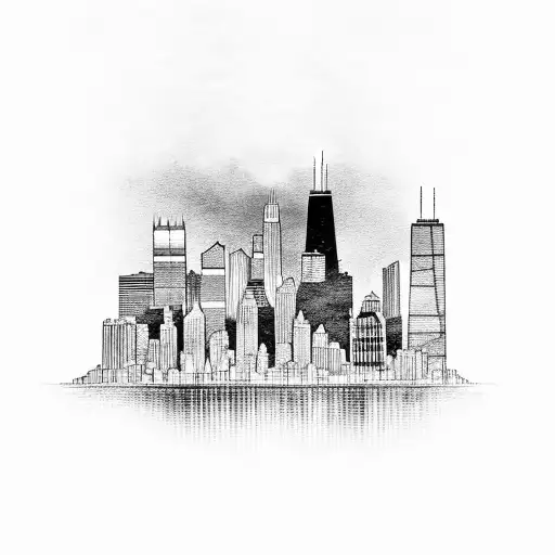 A Chicago Skyline With A Knife Embedded In It