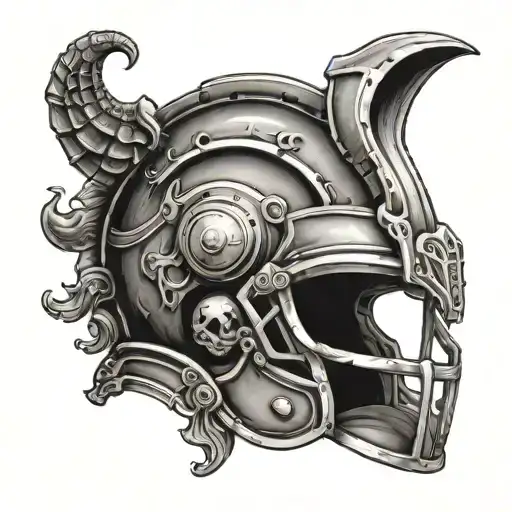 A Football Helmet With A Greek Mythological Creature As The Design