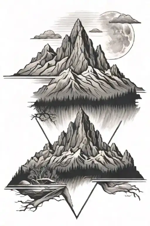 A Gym-inspired Tattoo Featuring A Mountain Peak As Part Of The Design