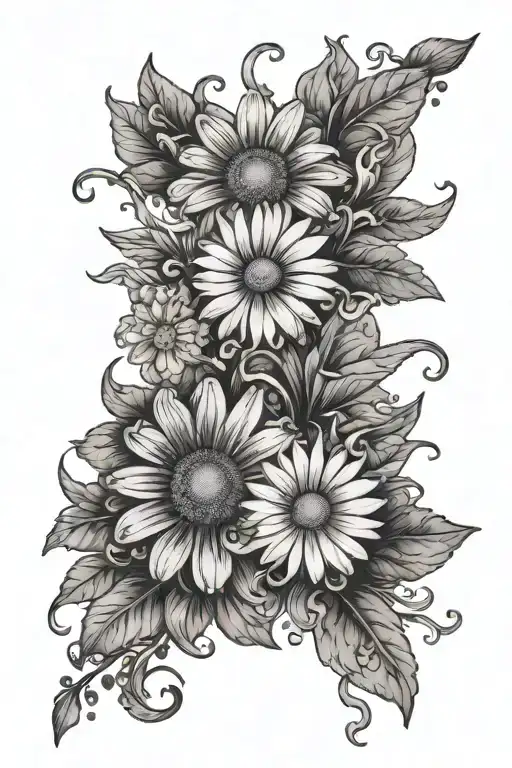 Daisy And Marigold Flower Intertwined