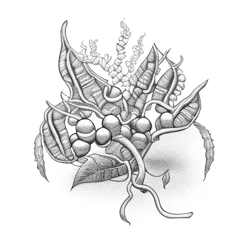 An Intricate Tattoo Of A Coffee Plant With Beer Hops Intertwined