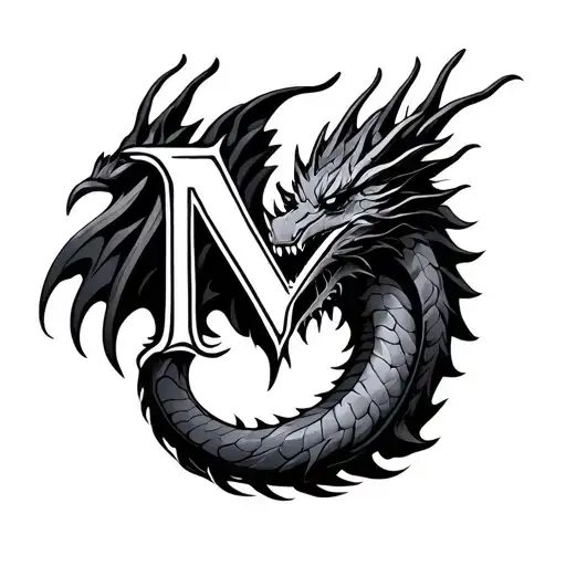Dragon Blended With M Letter