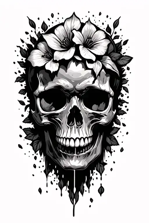 Petals Falling And Becoming Dust Near The Base Of The Skull