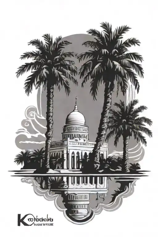 Koutoubia Mosque And A Palm Tree