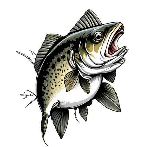 Trout With A Compass Tattoo Design