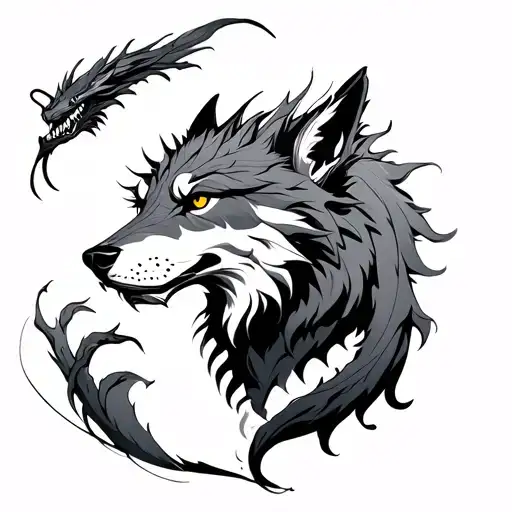Wolf With Dragon