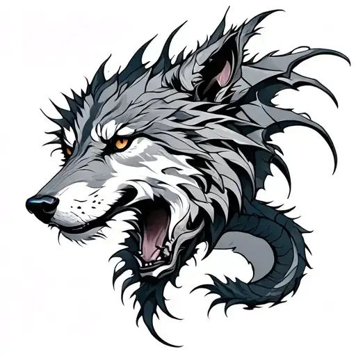 Wolf With Dragon