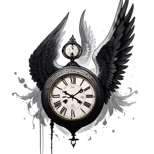 Clock Angel Wings