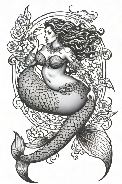 Plus Size Mermaid Swimming