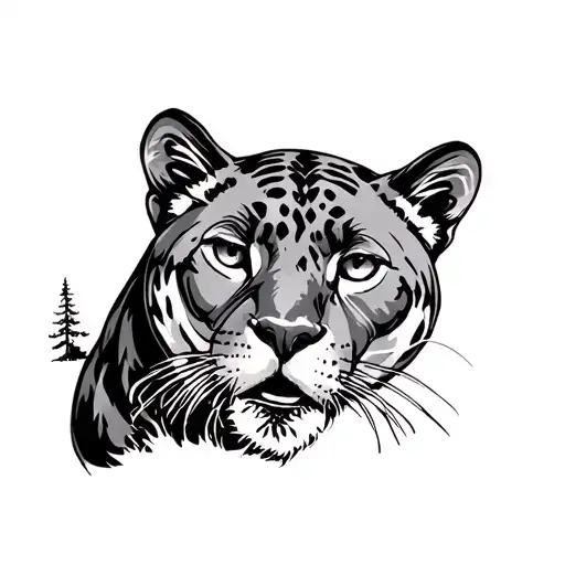 Panther In The Woods Under The Mountain