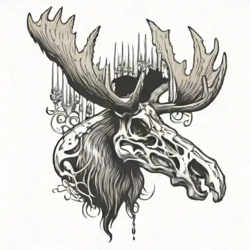 Moose Skull With Dinner Fork For Antlers Use