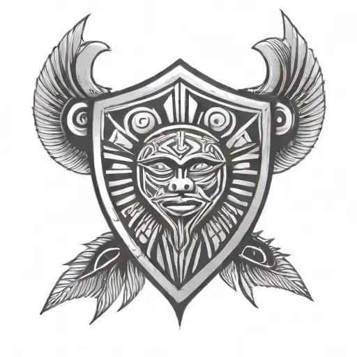 African Tribal Warrior Shield Adorned