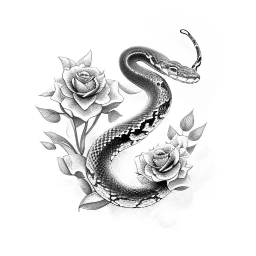 A Snake Around Flowers