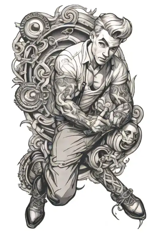 Blonde Blue Eye Male Pin Up Full Body