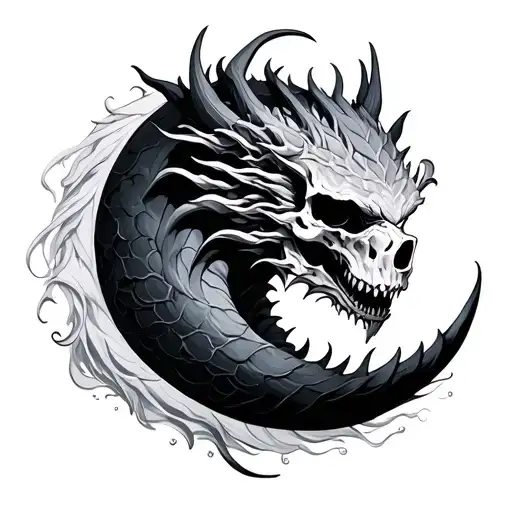 Skull Dragon Wrapped Moon