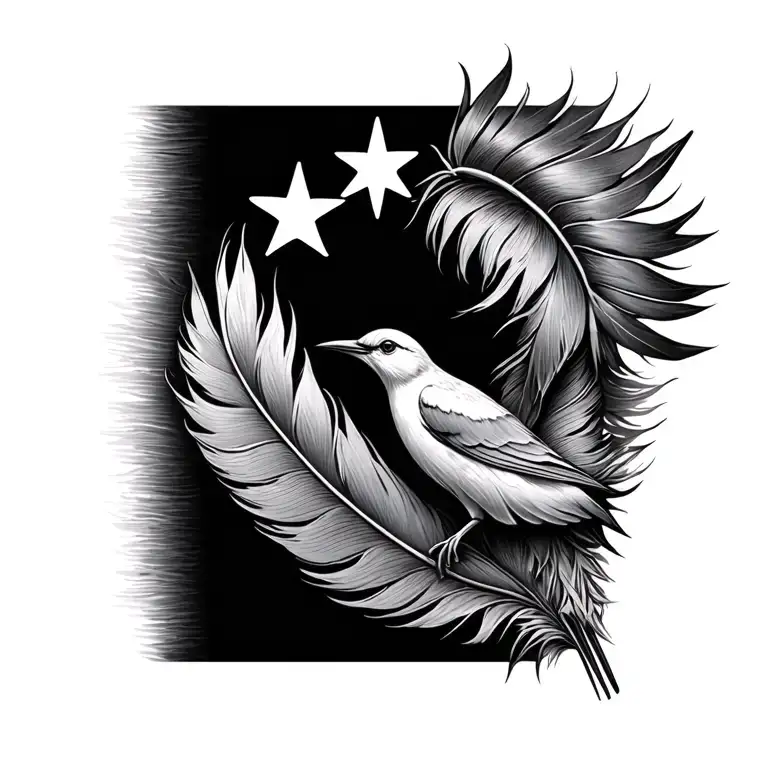 Melody Bird Palm Star Feather