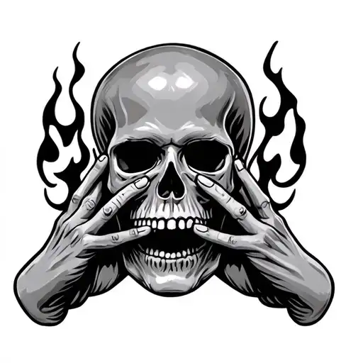 Skull Hear No Evil See No Evil Flames