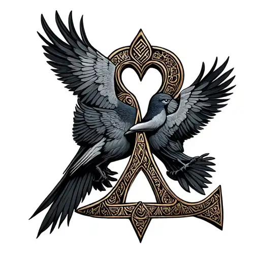 Ankh Symbol Incorporating Birds