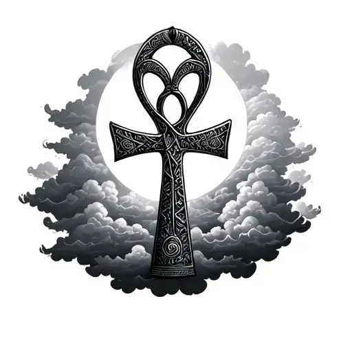 Ankh Symbol Incorporating Clouds