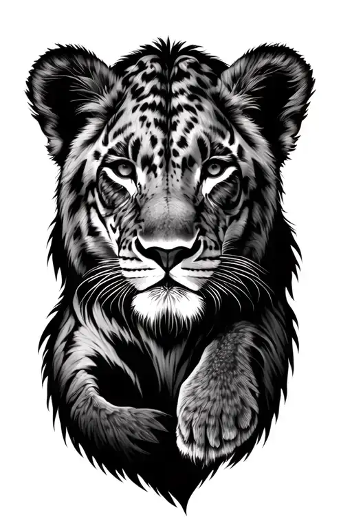 Mother Liion And Cub Looking