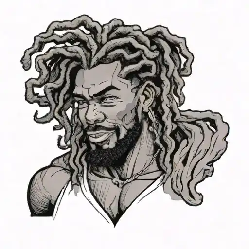 Buff Black Man With Dreads And Goatee Beard Standing