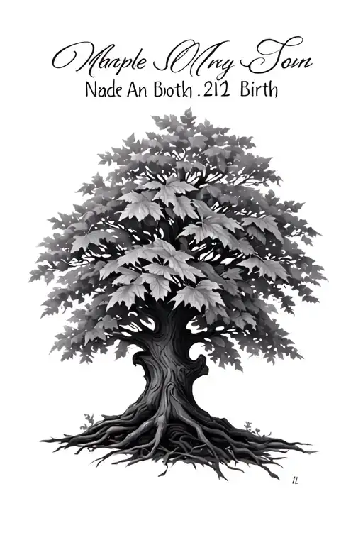 Malple Tree With Malpale Leafs With Both My Son Names And Date Of Birth