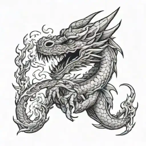 Dragon And Fire In Hands