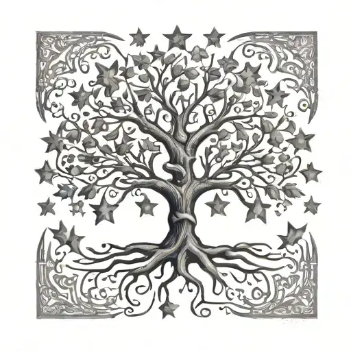 5 Stars That Form A Family Tree Connected By Lines
