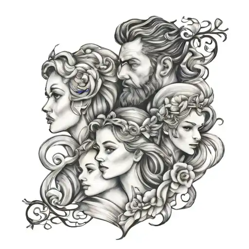 Father 3 Daughters Tattoo Design