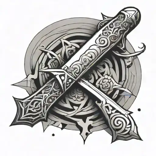 Tattoo Minimal Sword Balance Mind Geometric