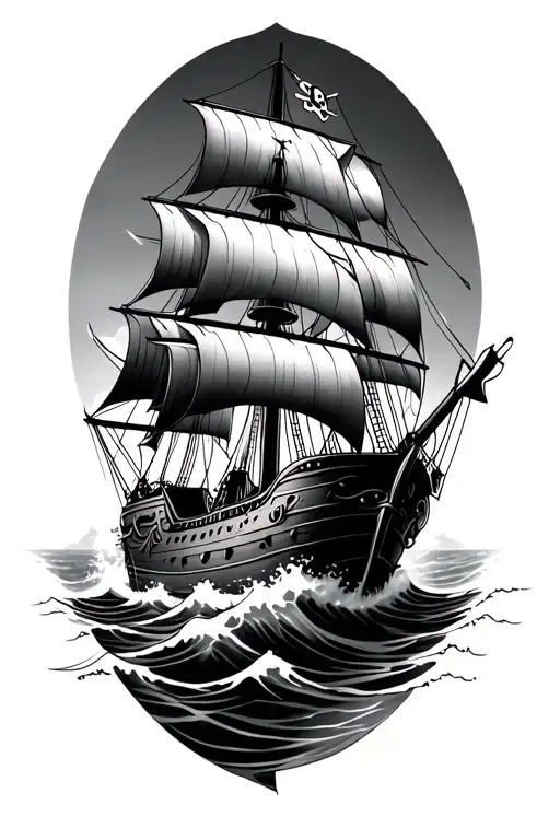 Pirate Ship Breaking Waves