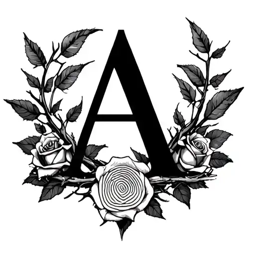 Finger Print Rose Crown Of Thorns Letter A With Bible Verse