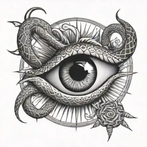 Sun Eye Around 12 Snakes