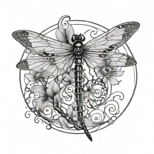 Simple Dragonfly With Circle Around