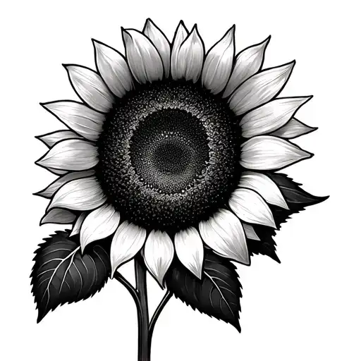 Sunflower With Sunray-shaped Leaves And A Female Face