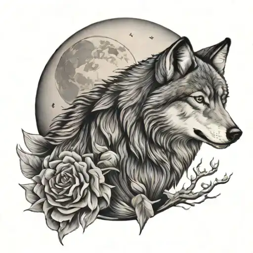 Wolf And Moon