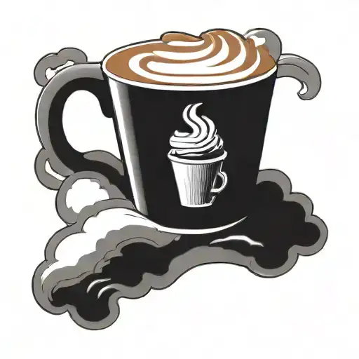 Coffee Cup With Cream That Is Clouds Floating Inside The Coffee