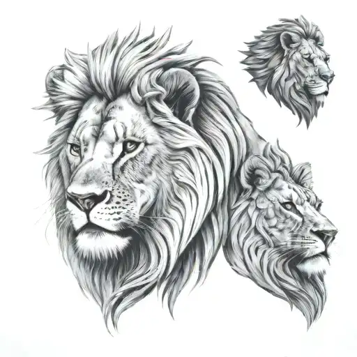 Male And Female Lion Head