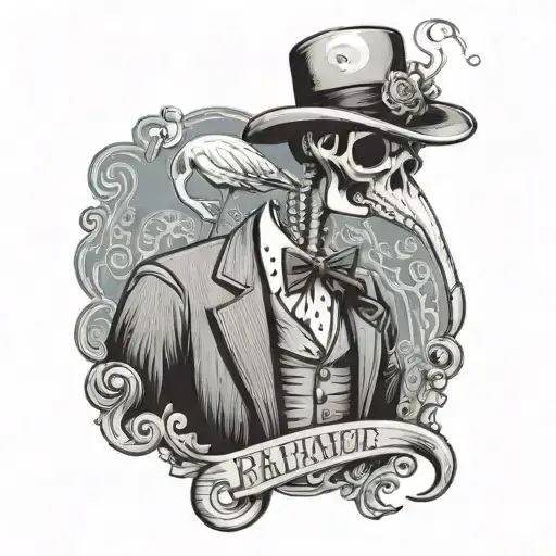 Flamingo Wearing Porkpie Head And Smoking A Cigar Smoking Skeleton Man