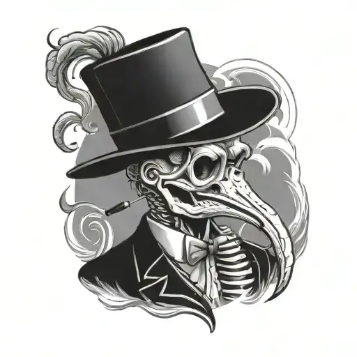 Flamingo Wearing Porkpie Head And Smoking A Cigar Smoking Skeleton Man