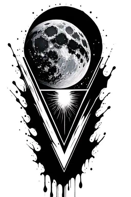 Moon Inside Upside Down Triangle Splashed With Patterns