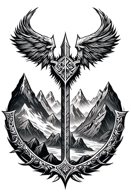 Norse Protection And War Symbols And Mountains