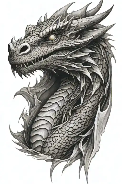 Realistic Dragon With Focus On Head