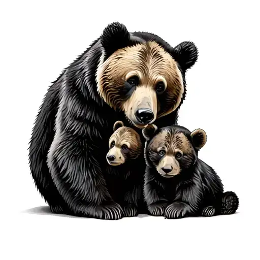 Bear With Cubs