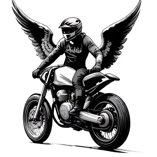 Angel Riding A Speedway Bike